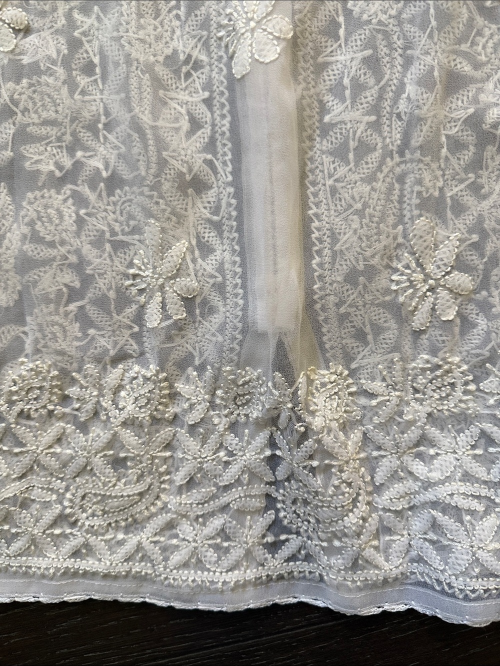 Sheer White Embroidered Button-Front Robe Cover-Up - Picture 6 of 16